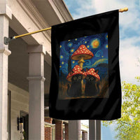 Cute Black Cat Mushroom Garden Flag Stary Night Vangogh Amanita Muscaria - Wonder Print Shop