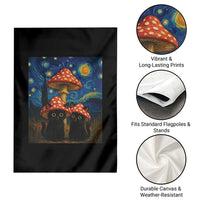 Cute Black Cat Mushroom Garden Flag Stary Night Vangogh Amanita Muscaria - Wonder Print Shop