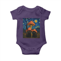Cute Black Cat Mushroom Baby Onesie Stary Night Vangogh Amanita Muscaria - Wonder Print Shop