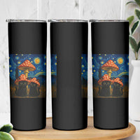 Cute Black Cat Mushroom Skinny Tumbler Stary Night Vangogh Amanita Muscaria