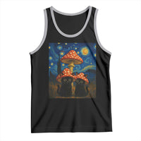 Cute Black Cat Mushroom Tank Top Stary Night Vangogh Amanita Muscaria - Wonder Print Shop