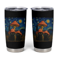 Cute Black Cat Mushroom Tumbler Cup Stary Night Vangogh Amanita Muscaria