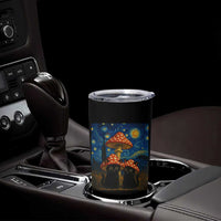 Cute Black Cat Mushroom Tumbler Cup Stary Night Vangogh Amanita Muscaria