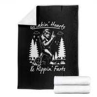 Funny Bigfoot Sasquatch Throw Blanket Breakin Hearts And Rippin Farts - Wonder Print Shop