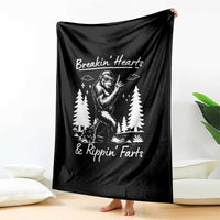 Funny Bigfoot Sasquatch Throw Blanket Breakin Hearts And Rippin Farts - Wonder Print Shop