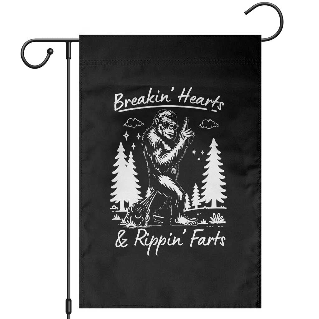 Funny Bigfoot Sasquatch Garden Flag Breakin Hearts And Rippin Farts - Wonder Print Shop