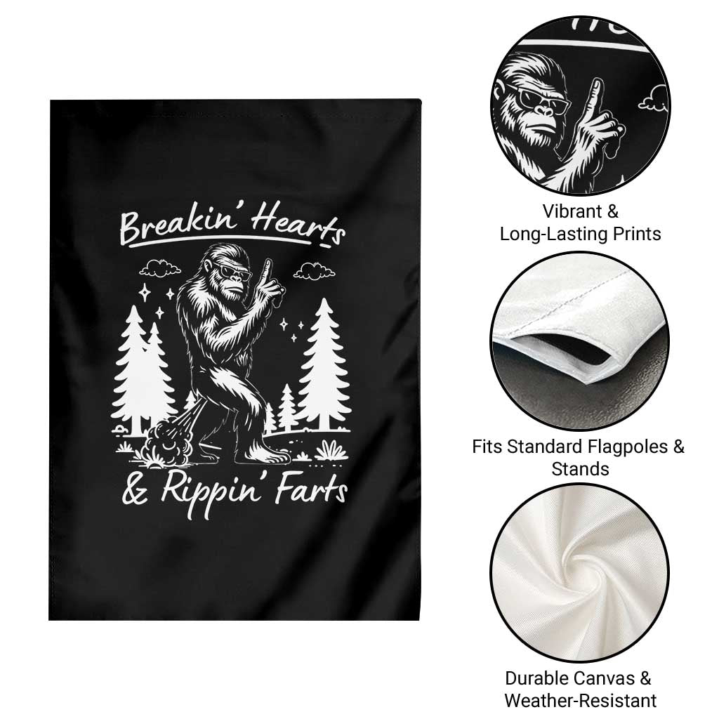 Funny Bigfoot Sasquatch Garden Flag Breakin Hearts And Rippin Farts - Wonder Print Shop