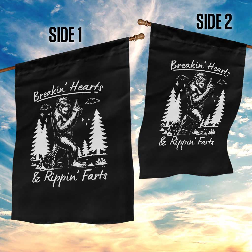 Funny Bigfoot Sasquatch Garden Flag Breakin Hearts And Rippin Farts - Wonder Print Shop