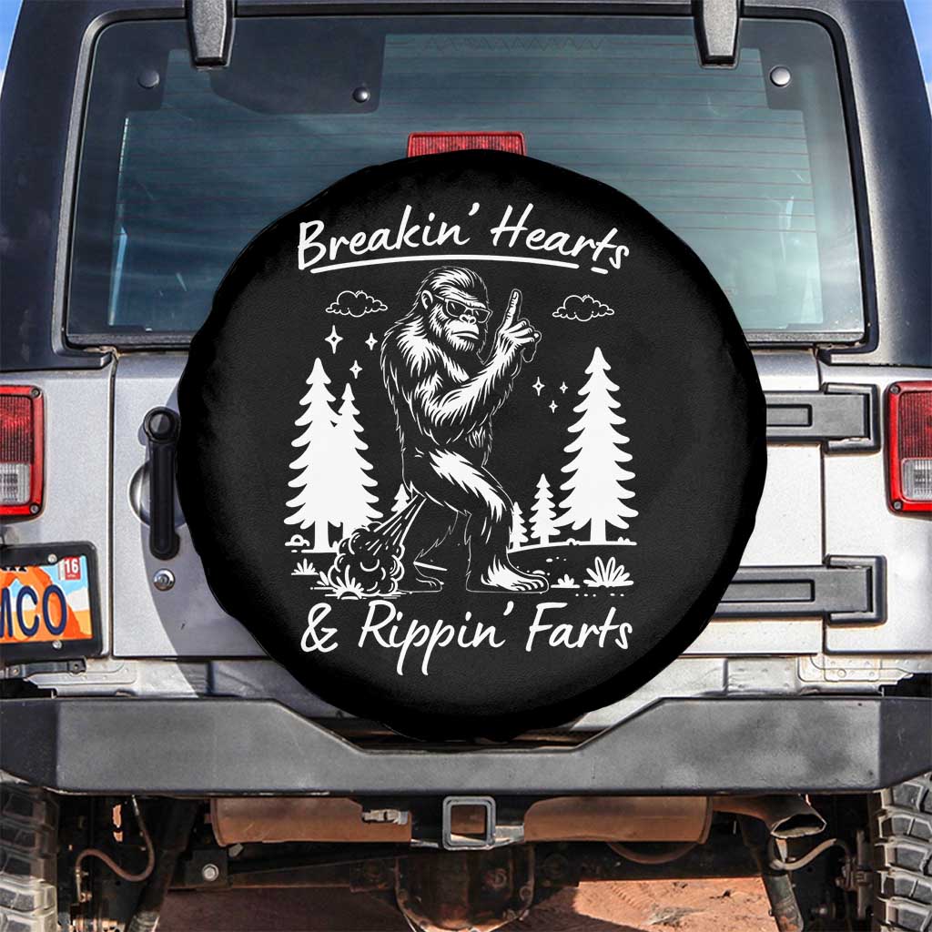 Funny Bigfoot Sasquatch Spare Tire Cover Breakin Hearts And Rippin Farts - Wonder Print Shop