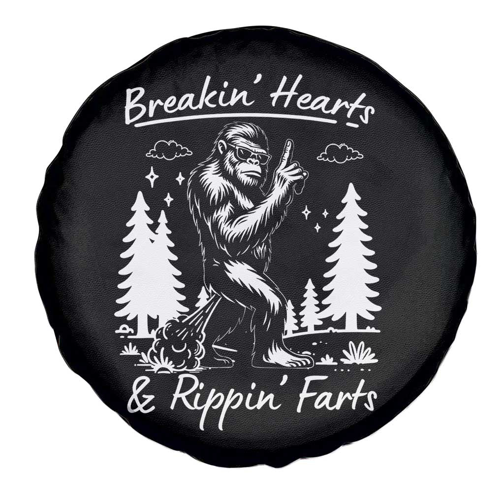 Funny Bigfoot Sasquatch Spare Tire Cover Breakin Hearts And Rippin Farts - Wonder Print Shop