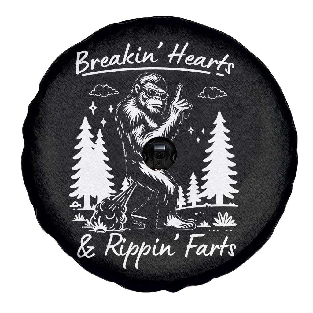 Funny Bigfoot Sasquatch Spare Tire Cover Breakin Hearts And Rippin Farts - Wonder Print Shop