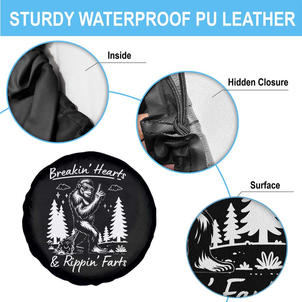 Funny Bigfoot Sasquatch Spare Tire Cover Breakin Hearts And Rippin Farts - Wonder Print Shop