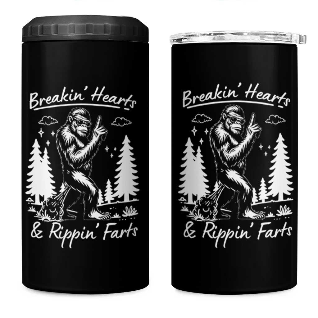 Funny Bigfoot Sasquatch 4 in 1 Can Cooler Tumbler Breakin Hearts And Rippin Farts - Wonder Print Shop