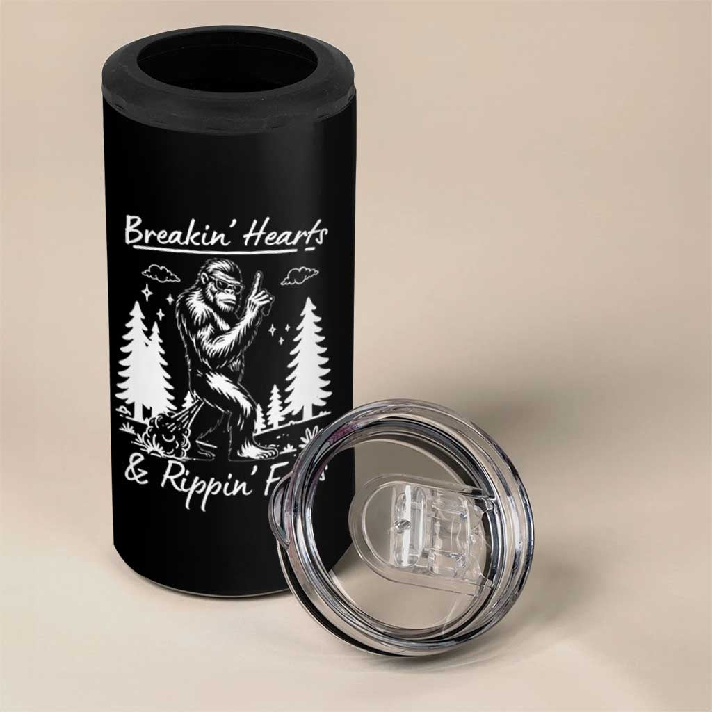 Funny Bigfoot Sasquatch 4 in 1 Can Cooler Tumbler Breakin Hearts And Rippin Farts - Wonder Print Shop