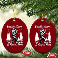 Funny Bigfoot Sasquatch Ceramic Ornament Breakin Hearts And Rippin Farts - Wonder Print Shop