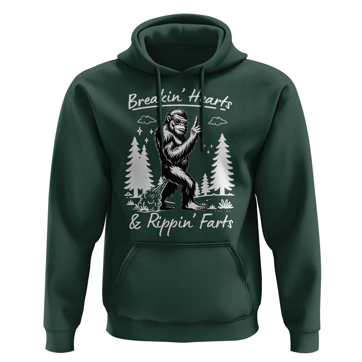 Funny Bigfoot Sasquatch Hoodie Breakin Hearts And Rippin Farts - Wonder Print Shop