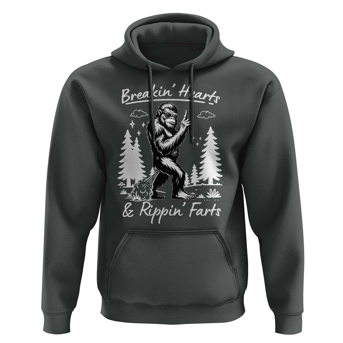 Funny Bigfoot Sasquatch Hoodie Breakin Hearts And Rippin Farts - Wonder Print Shop