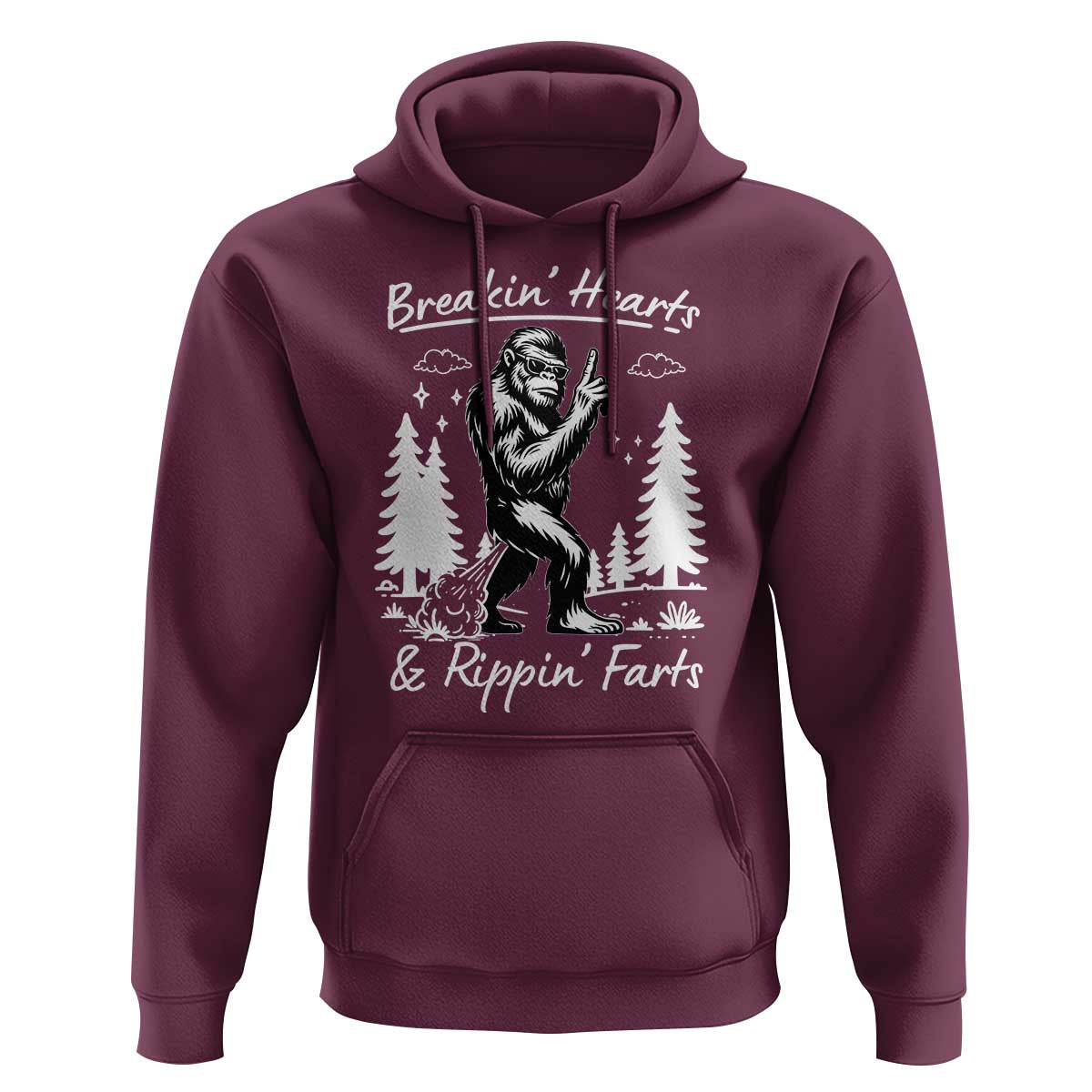 Funny Bigfoot Sasquatch Hoodie Breakin Hearts And Rippin Farts - Wonder Print Shop