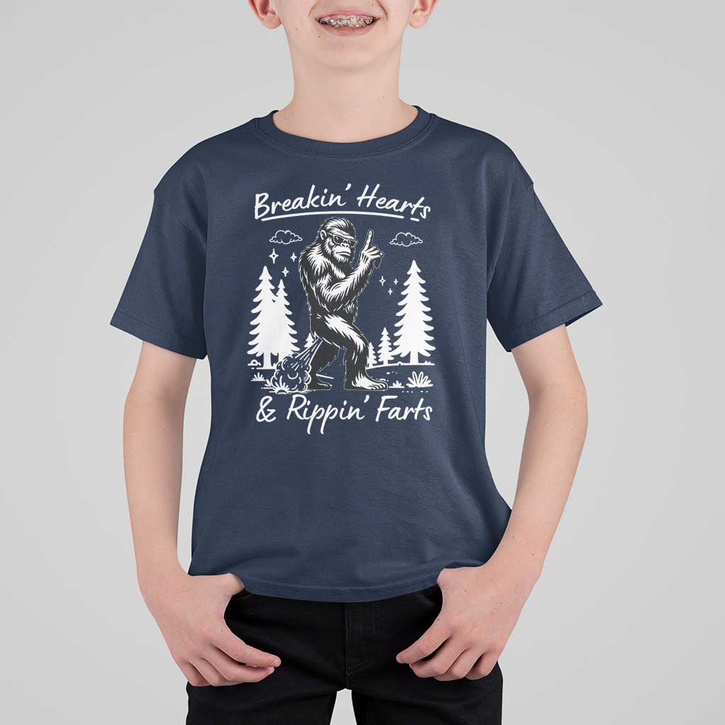 Funny Bigfoot Sasquatch T Shirt For Kid Breakin Hearts And Rippin Farts - Wonder Print Shop