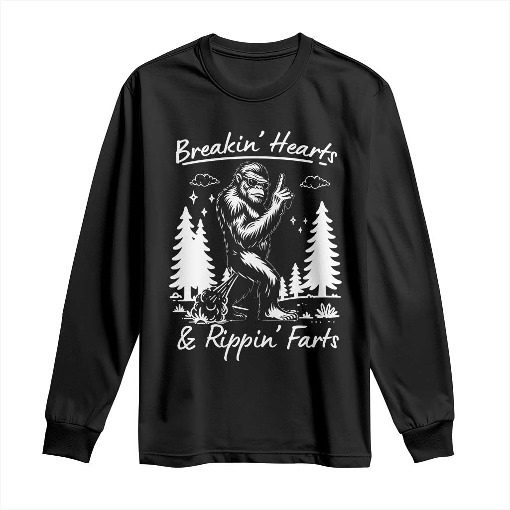 Funny Bigfoot Sasquatch Long Sleeve Shirt Breakin Hearts And Rippin Farts - Wonder Print Shop