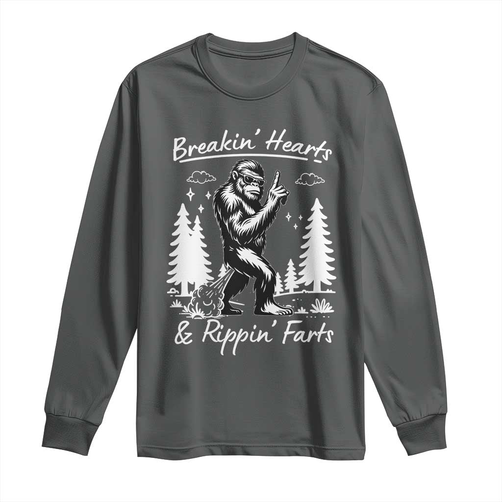 Funny Bigfoot Sasquatch Long Sleeve Shirt Breakin Hearts And Rippin Farts - Wonder Print Shop