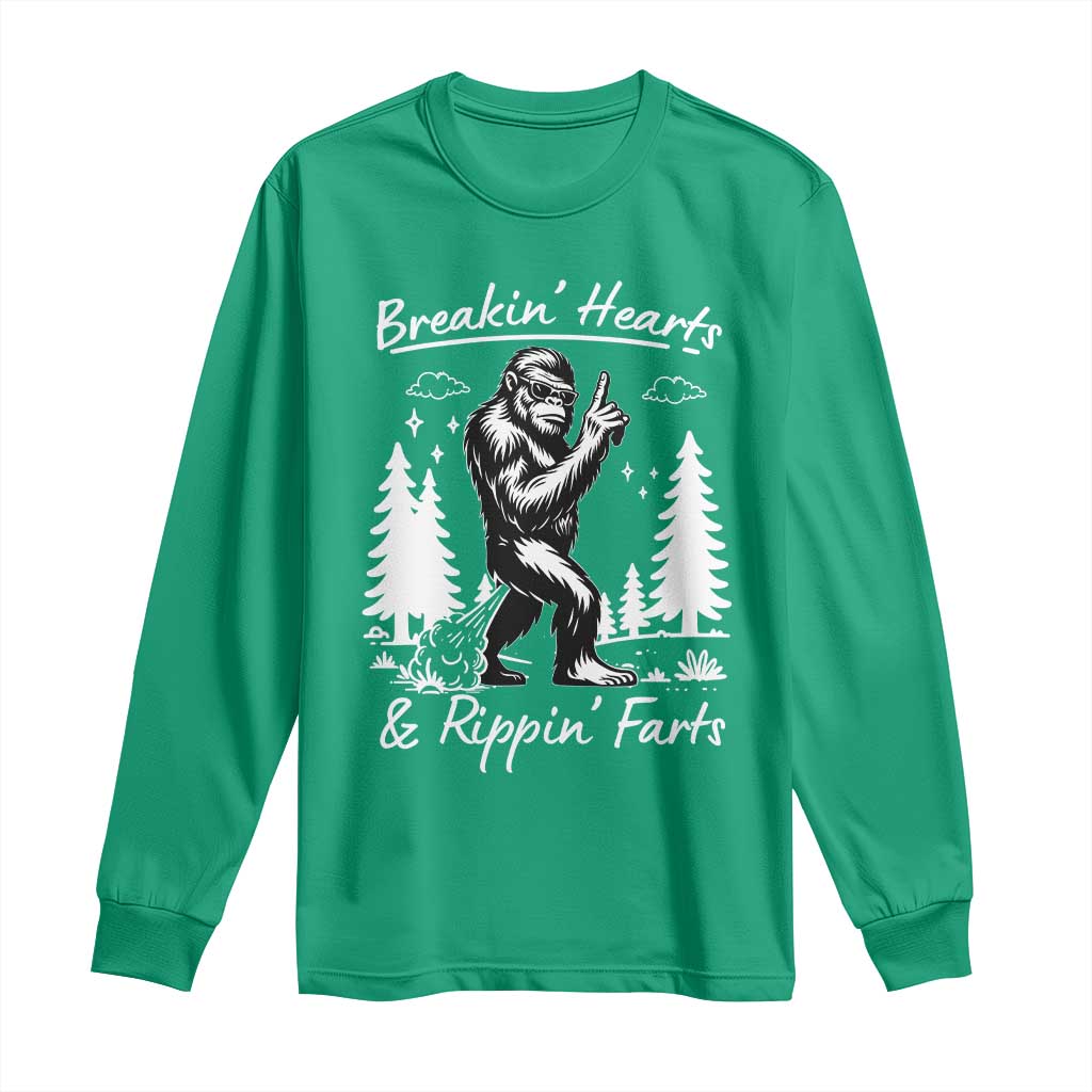 Funny Bigfoot Sasquatch Long Sleeve Shirt Breakin Hearts And Rippin Farts - Wonder Print Shop