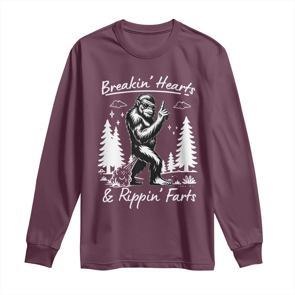 Funny Bigfoot Sasquatch Long Sleeve Shirt Breakin Hearts And Rippin Farts - Wonder Print Shop