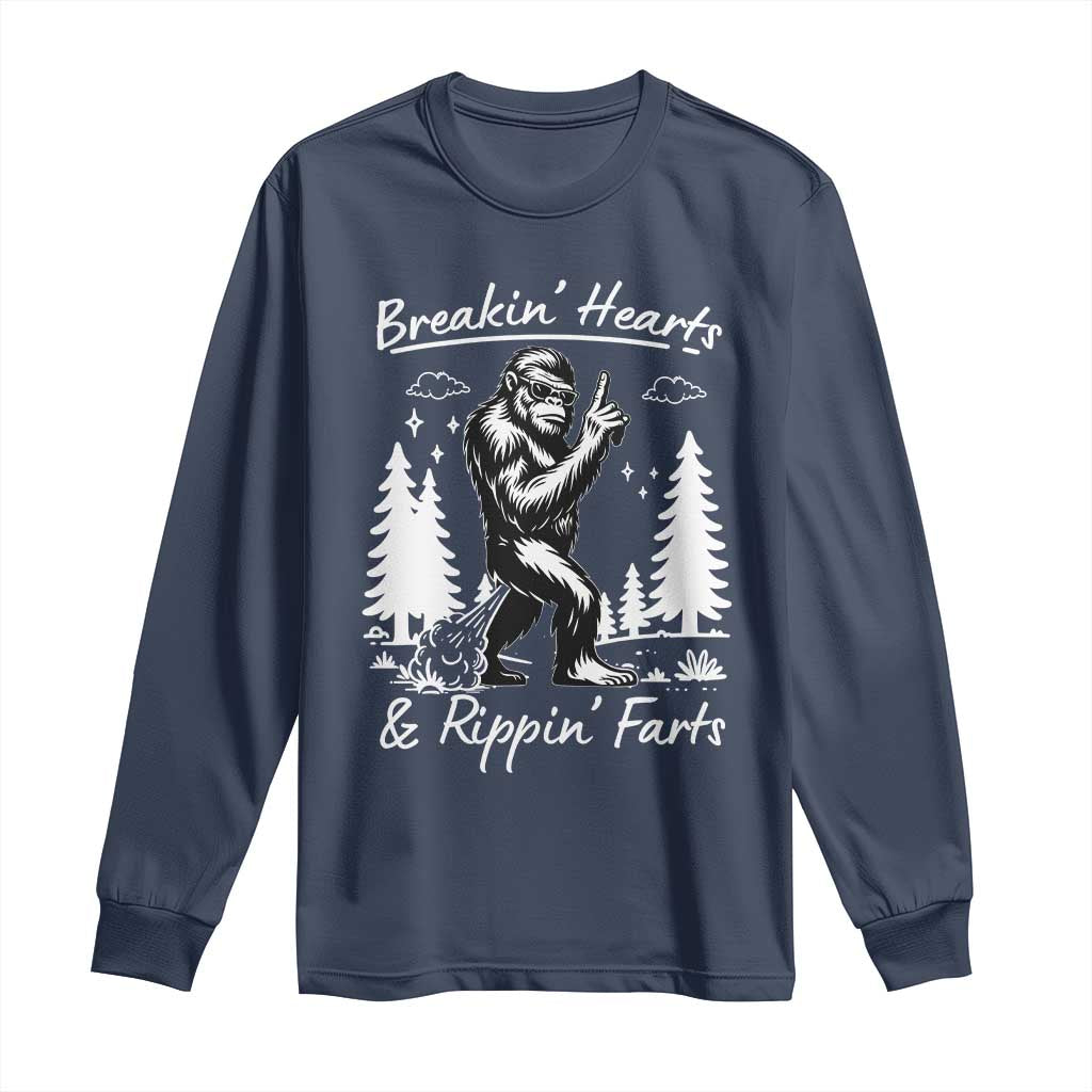 Funny Bigfoot Sasquatch Long Sleeve Shirt Breakin Hearts And Rippin Farts - Wonder Print Shop