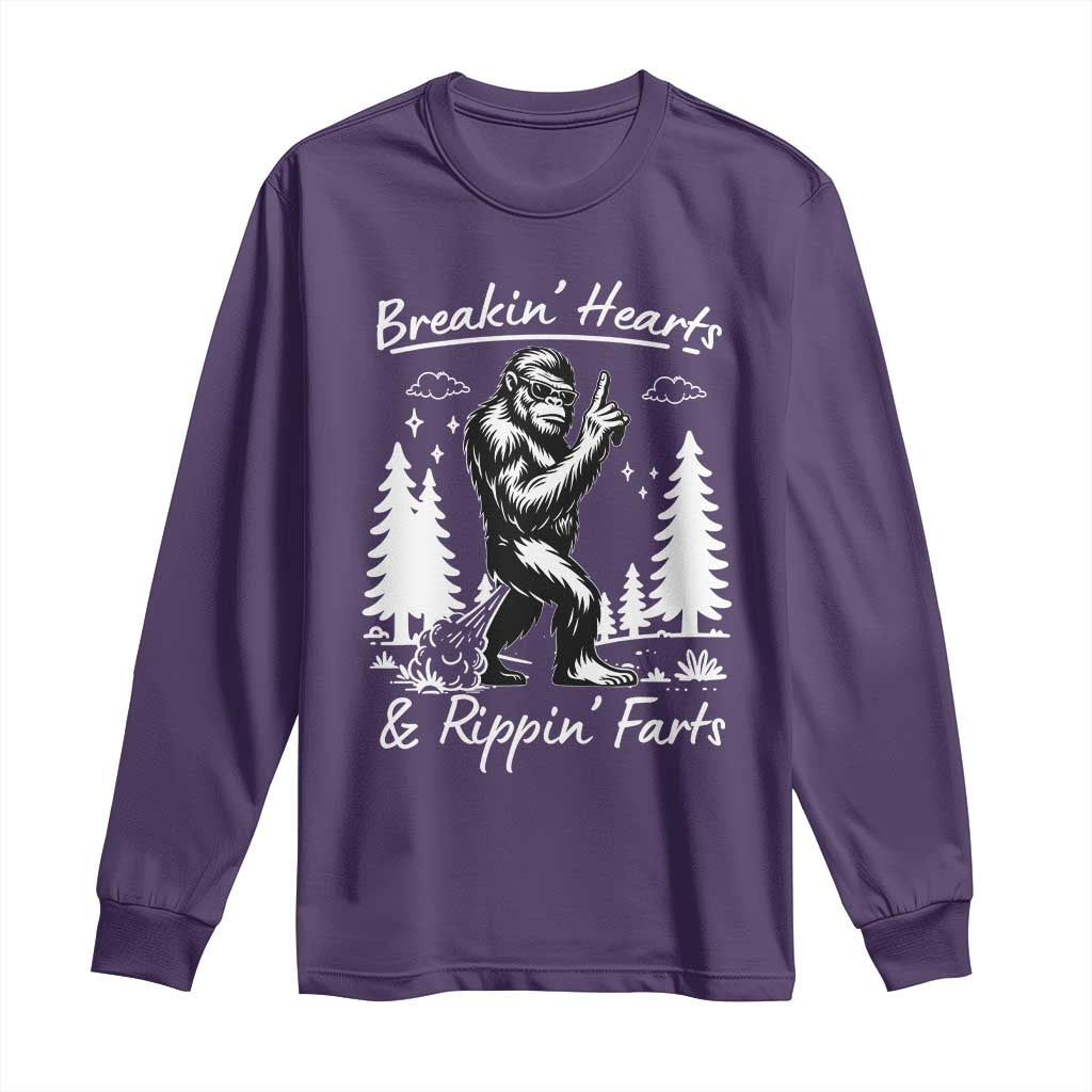 Funny Bigfoot Sasquatch Long Sleeve Shirt Breakin Hearts And Rippin Farts - Wonder Print Shop