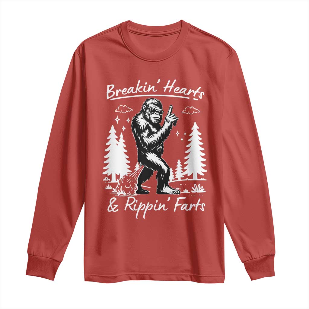 Funny Bigfoot Sasquatch Long Sleeve Shirt Breakin Hearts And Rippin Farts - Wonder Print Shop