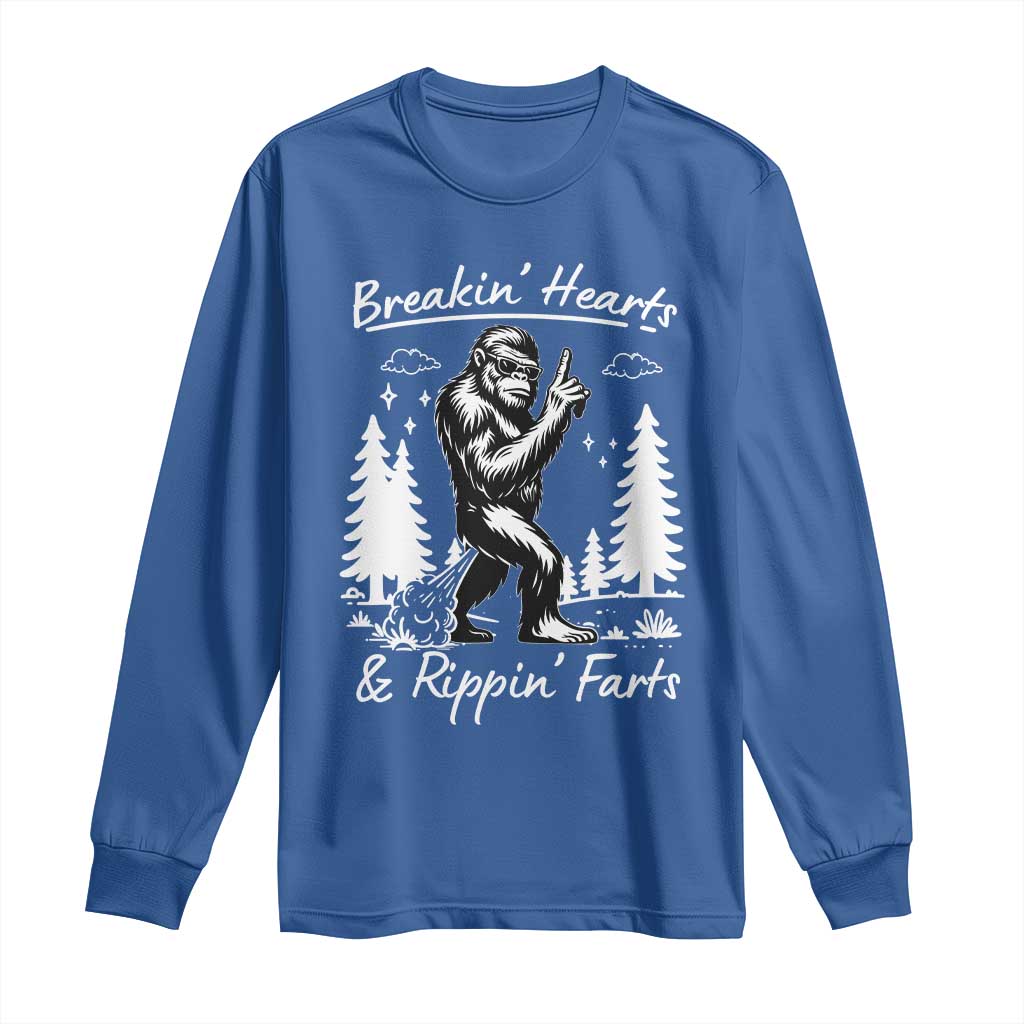 Funny Bigfoot Sasquatch Long Sleeve Shirt Breakin Hearts And Rippin Farts - Wonder Print Shop