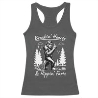 Funny Bigfoot Sasquatch Racerback Tank Top Breakin Hearts And Rippin Farts - Wonder Print Shop
