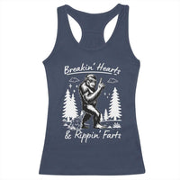 Funny Bigfoot Sasquatch Racerback Tank Top Breakin Hearts And Rippin Farts - Wonder Print Shop