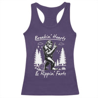 Funny Bigfoot Sasquatch Racerback Tank Top Breakin Hearts And Rippin Farts - Wonder Print Shop