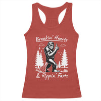 Funny Bigfoot Sasquatch Racerback Tank Top Breakin Hearts And Rippin Farts - Wonder Print Shop