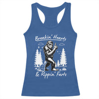 Funny Bigfoot Sasquatch Racerback Tank Top Breakin Hearts And Rippin Farts - Wonder Print Shop
