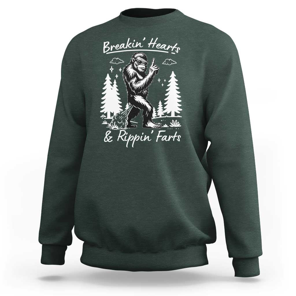 Funny Bigfoot Sasquatch Sweatshirt Breakin Hearts And Rippin Farts - Wonder Print Shop