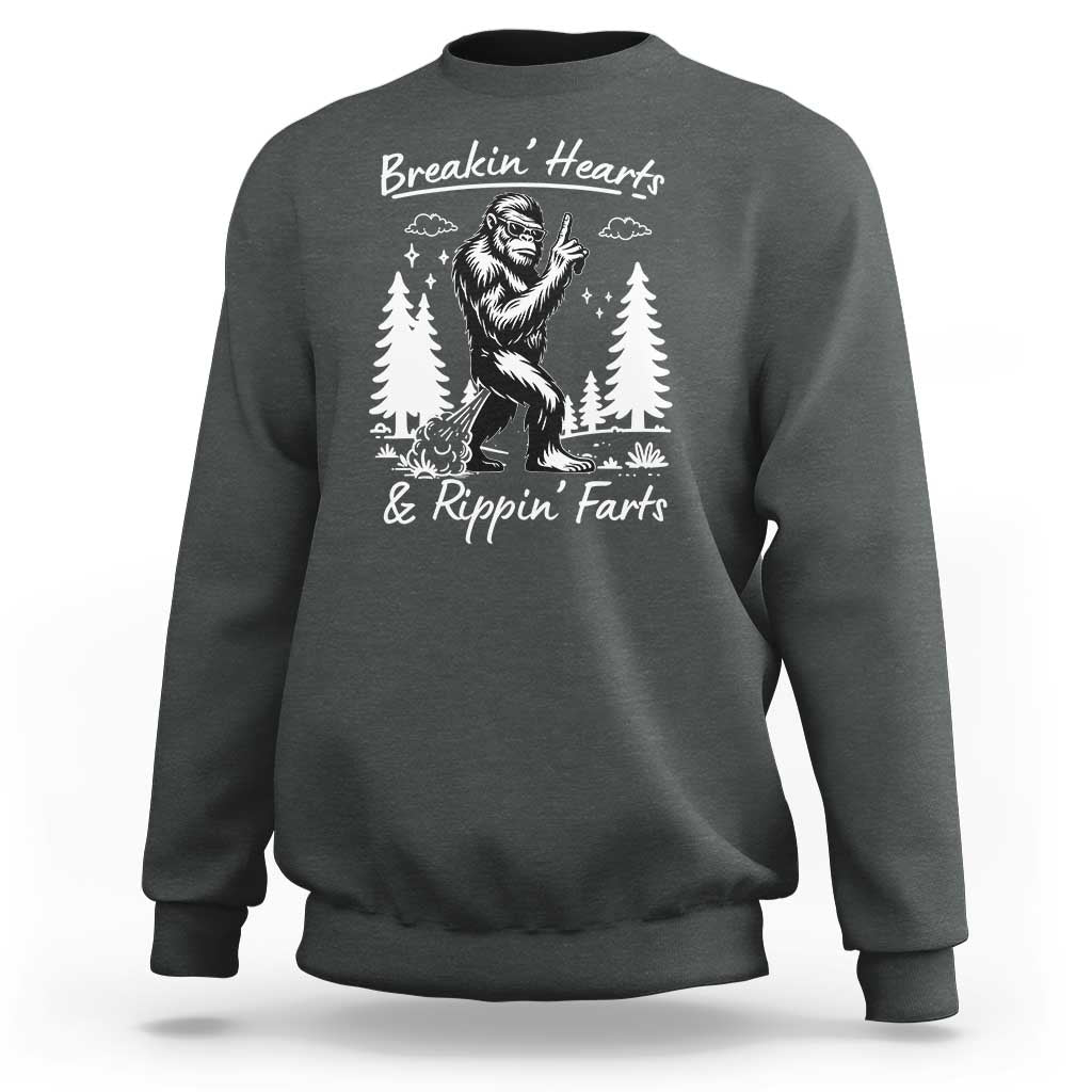 Funny Bigfoot Sasquatch Sweatshirt Breakin Hearts And Rippin Farts - Wonder Print Shop