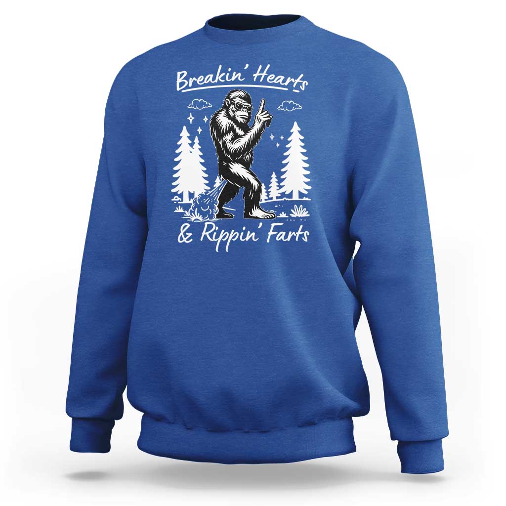 Funny Bigfoot Sasquatch Sweatshirt Breakin Hearts And Rippin Farts - Wonder Print Shop