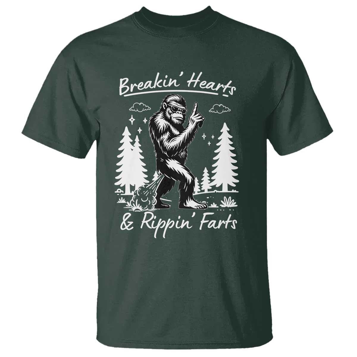 Funny Bigfoot Sasquatch T Shirt Breakin Hearts And Rippin Farts - Wonder Print Shop