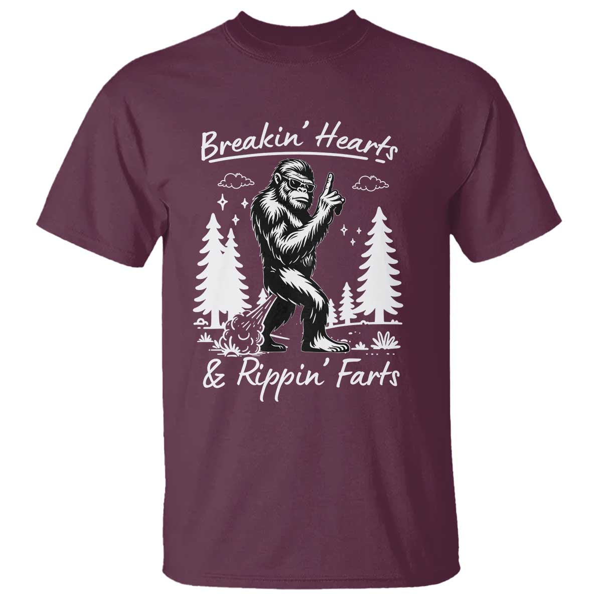 Funny Bigfoot Sasquatch T Shirt Breakin Hearts And Rippin Farts - Wonder Print Shop