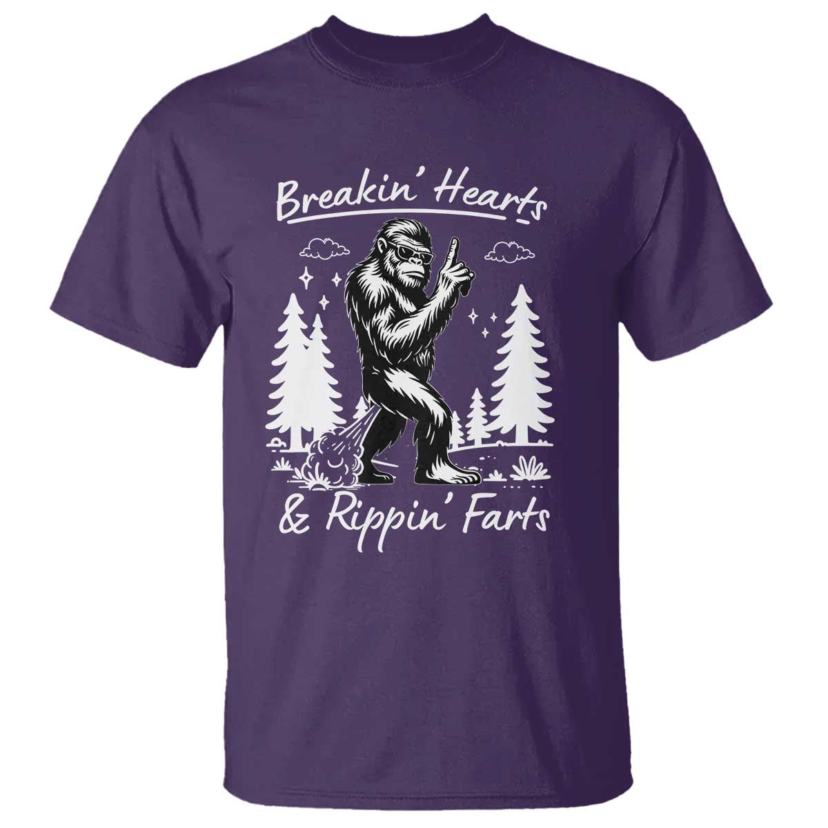 Funny Bigfoot Sasquatch T Shirt Breakin Hearts And Rippin Farts - Wonder Print Shop