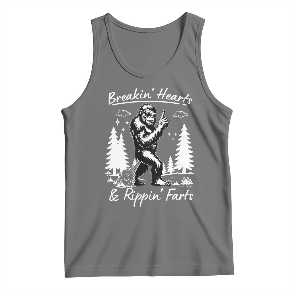 Funny Bigfoot Sasquatch Tank Top Breakin Hearts And Rippin Farts - Wonder Print Shop