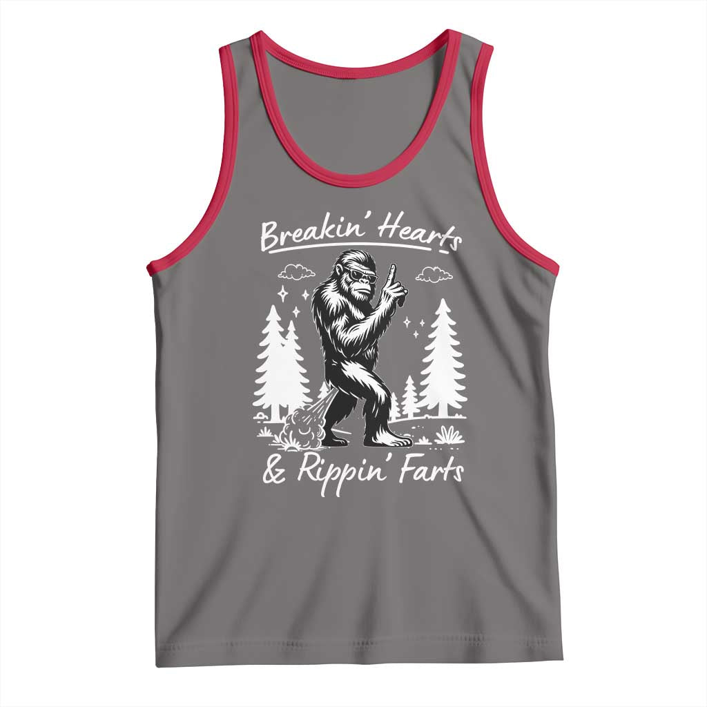 Funny Bigfoot Sasquatch Tank Top Breakin Hearts And Rippin Farts - Wonder Print Shop
