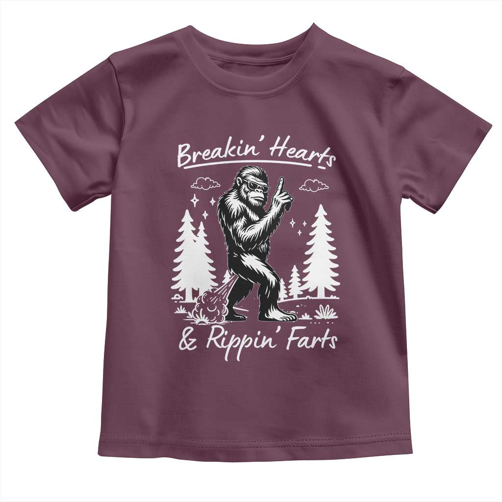 Funny Bigfoot Sasquatch Toddler T Shirt Breakin Hearts And Rippin Farts - Wonder Print Shop