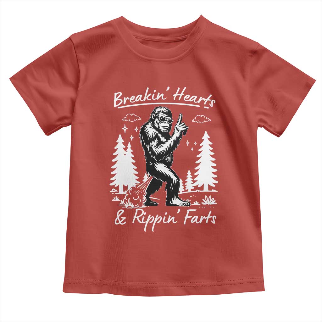 Funny Bigfoot Sasquatch Toddler T Shirt Breakin Hearts And Rippin Farts - Wonder Print Shop