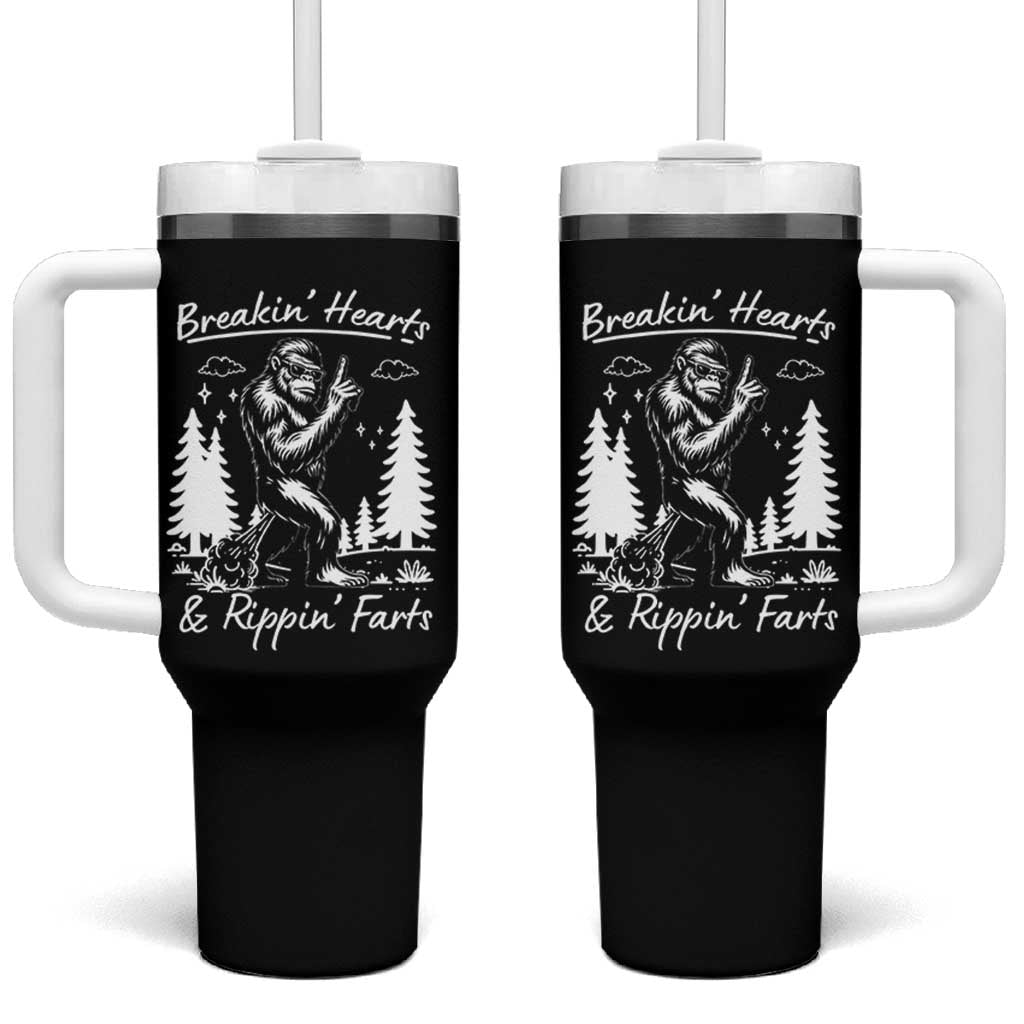Funny Bigfoot Sasquatch Tumbler With Handle Breakin Hearts And Rippin Farts - Wonder Print Shop