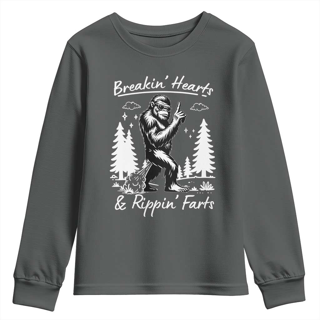 Funny Bigfoot Sasquatch Youth Sweatshirt Breakin Hearts And Rippin Farts - Wonder Print Shop