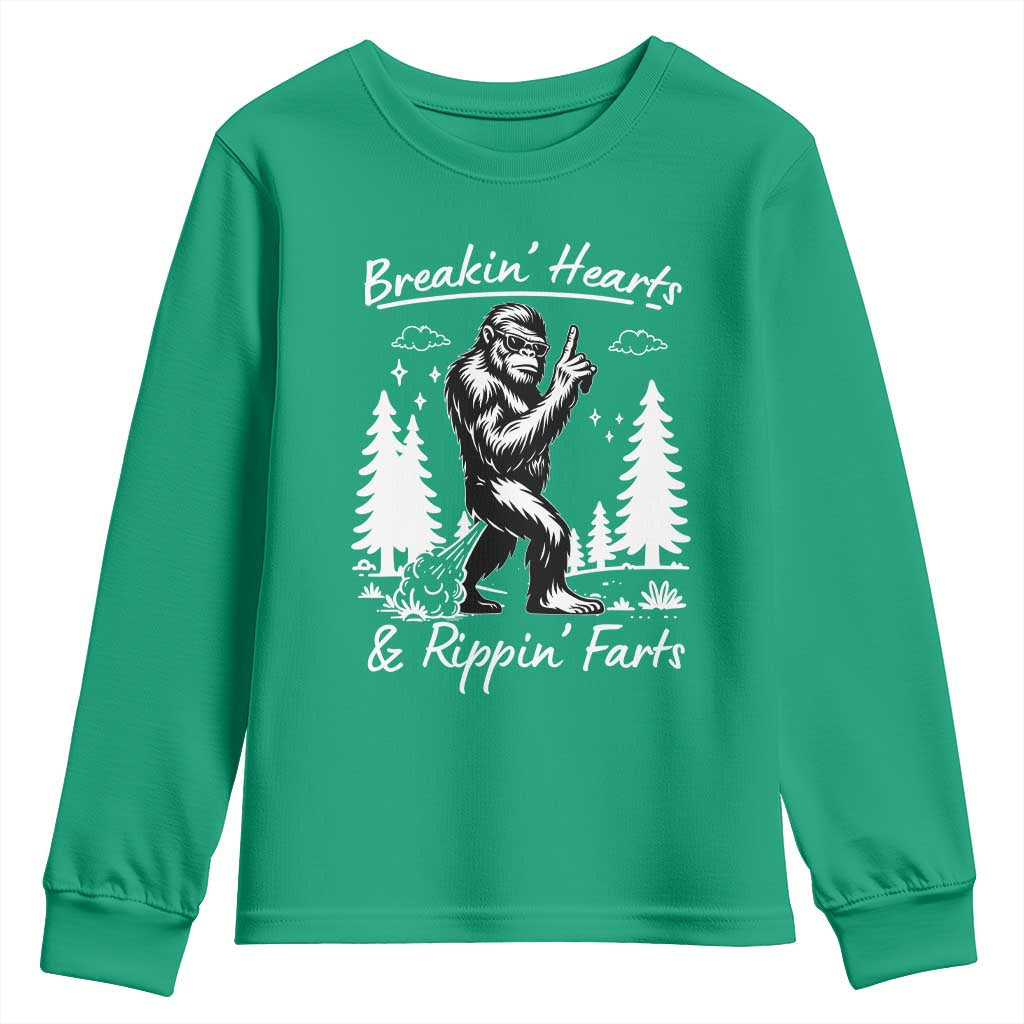 Funny Bigfoot Sasquatch Youth Sweatshirt Breakin Hearts And Rippin Farts - Wonder Print Shop