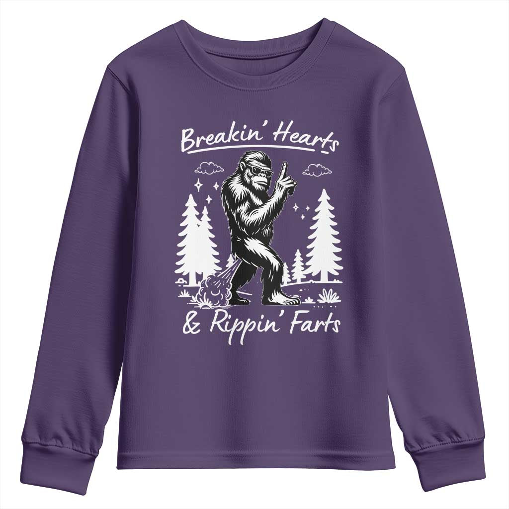 Funny Bigfoot Sasquatch Youth Sweatshirt Breakin Hearts And Rippin Farts - Wonder Print Shop